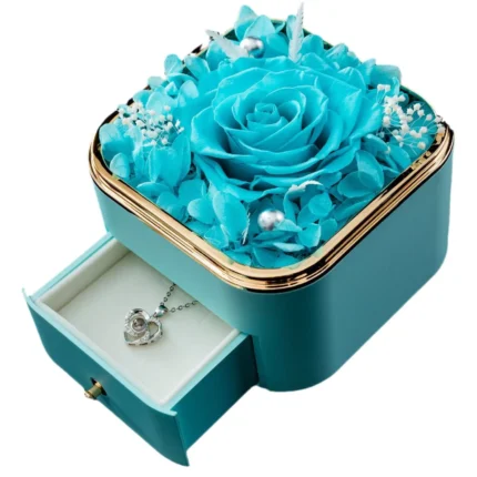 GR Valentine's Day Rose Gift Box Artificial Flower Roses Hot Pink Roses Soap Flowers Jewelry Packaging Box Necklace